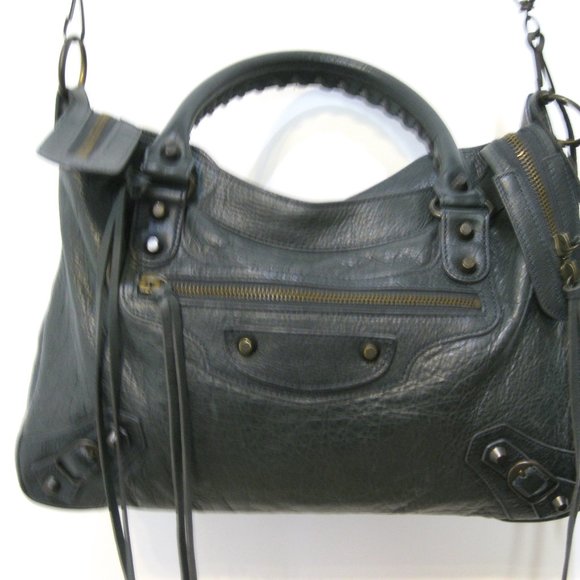 BALENCIAGA Gray Anthracite Town Crossbody Leather Bag - Picture 7 of 15